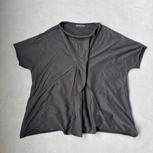Veronique‎ Miljkovitch Top Womens Large Black Ibiza Tee Shirt Draped Neckline